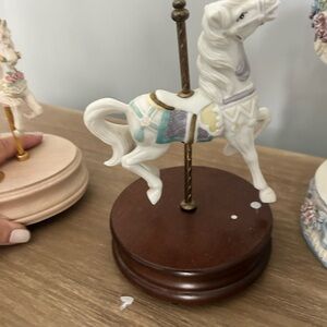 White and Gold Carousel Horse Figurine